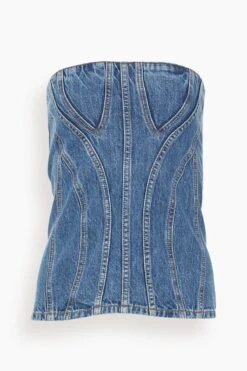 Front Page 11 STELLA MCCARTNEY Vintage Denim Strapless Top In Mid Blue