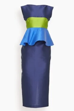 Cy Dress In Marine/Anis/Cobalt