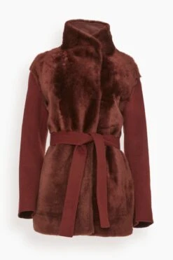 Double Face Cashmere Silky Lamb Jacket In Red Velvet