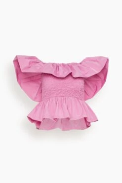 SEA Diana Taffeta Off Shoulder Top In Pink