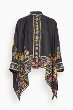 Foulard Shirt In Borboni Placed Nero