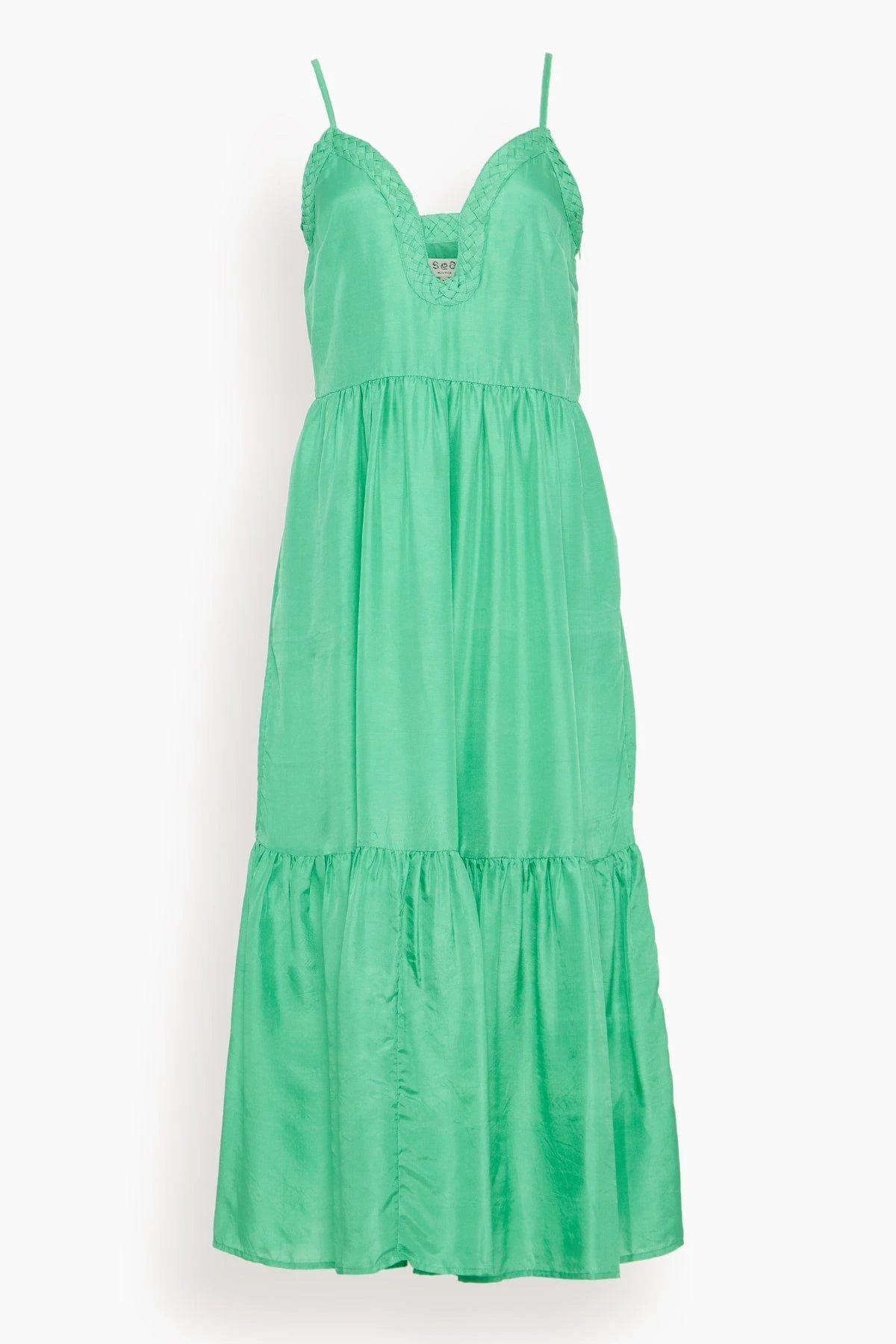 SEA Kyle Solid Slip Dress With Braid In Lime 3 SEA Kyle Solid Slip Dress With Braid In Lime