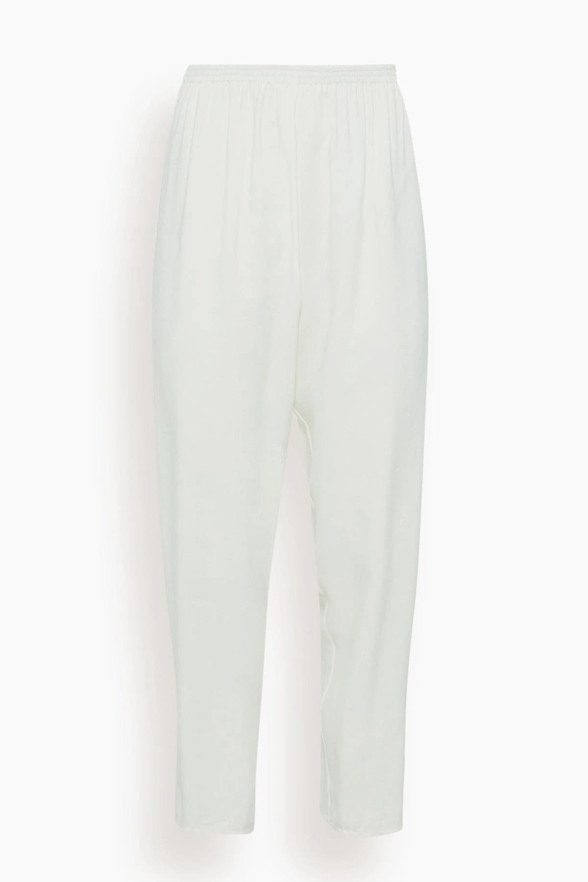 FORTE_FORTE Ripstop Fluid Viscose Elasticated Pants In White 3 FORTE_FORTE Ripstop Fluid Viscose Elasticated Pants In White