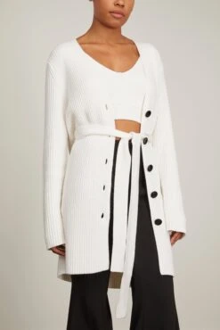 Ribbed Cotton Button Sweater In Off White 8 Ribbed Cotton Button Sweater In Off White -All Seasons Style 294450 2