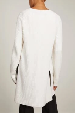 Ribbed Cotton Button Sweater In Off White 9 Ribbed Cotton Button Sweater In Off White -All Seasons Style 294450 3