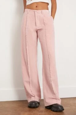 R13 Exposed Seam Trouser In Light Pink Washed Velvet 8 R13 Exposed Seam Trouser In Light Pink Washed Velvet -All Seasons Style 299372 2
