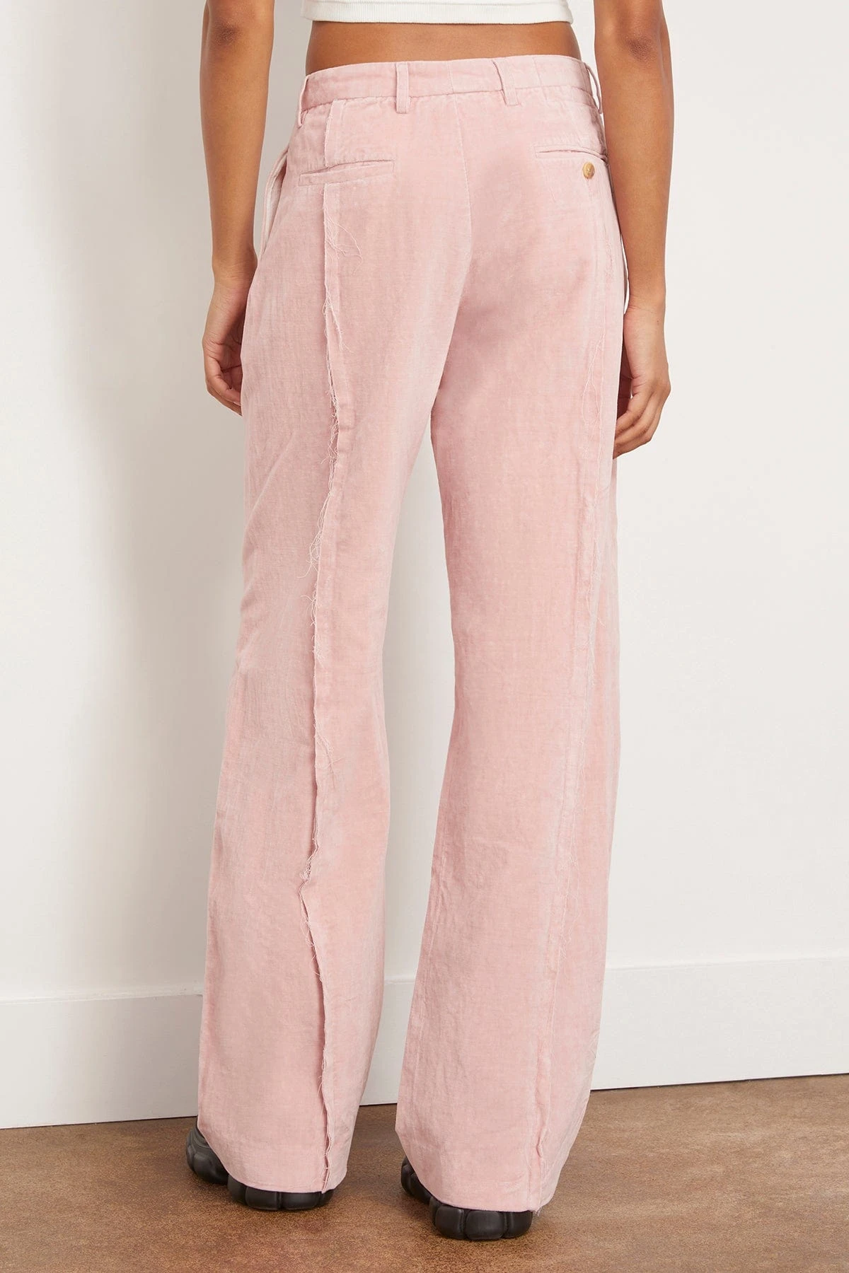R13 Exposed Seam Trouser In Light Pink Washed Velvet 6 R13 Exposed Seam Trouser In Light Pink Washed Velvet - Image 4