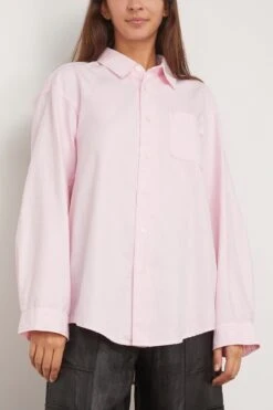 R13 Long Sleeve Seamless Button-Up Shirt In Light Pink -All Seasons Style 299387 2