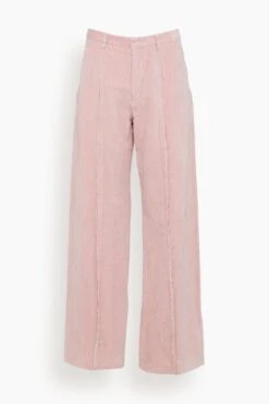 R13 Exposed Seam Trouser In Light Pink Washed Velvet