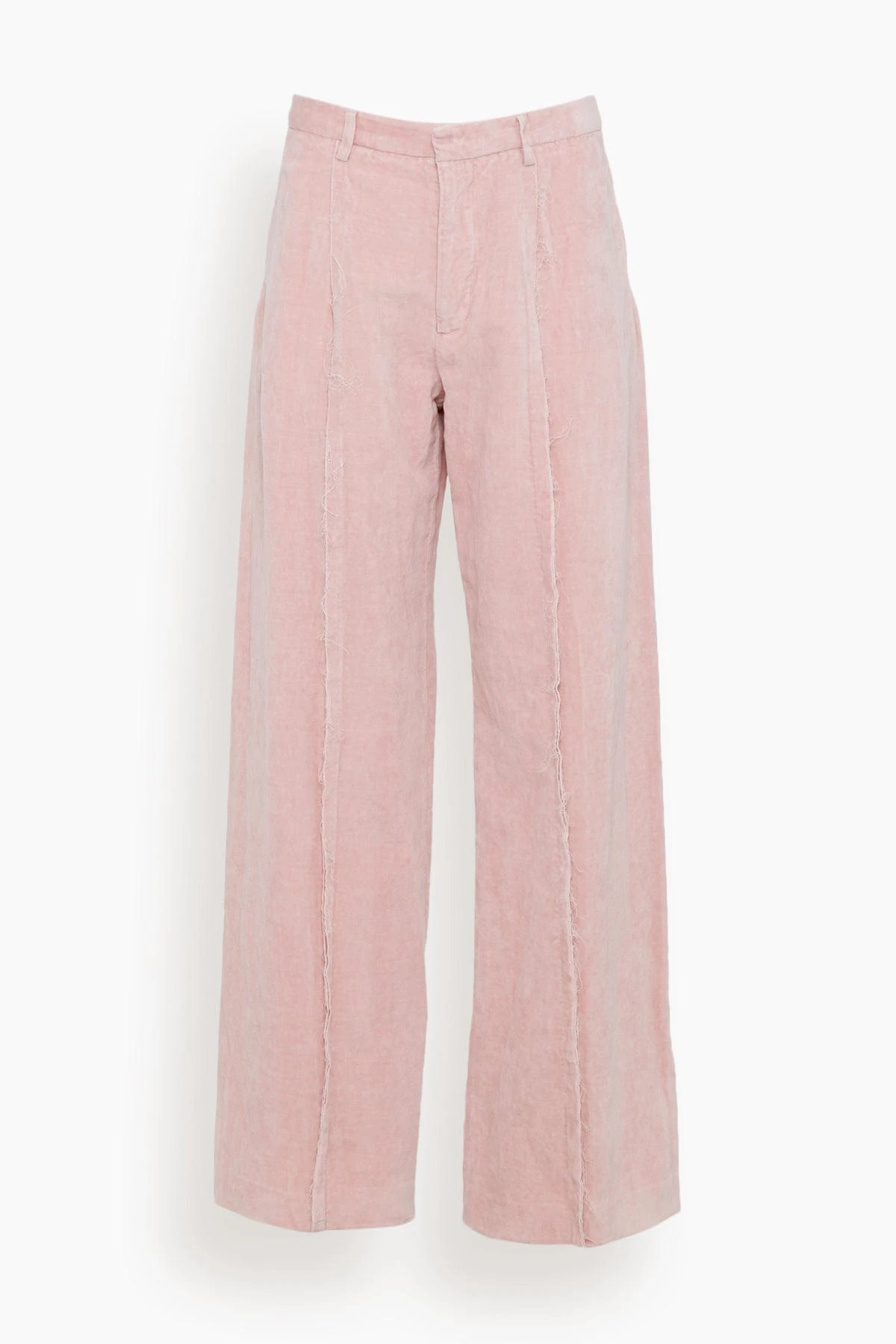 R13 Exposed Seam Trouser In Light Pink Washed Velvet 3 R13 Exposed Seam Trouser In Light Pink Washed Velvet