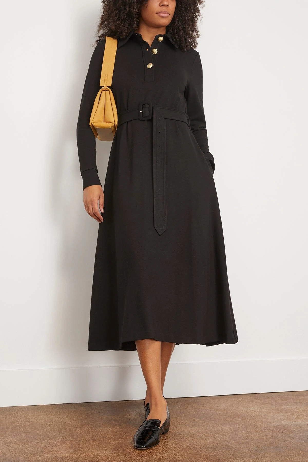 Long Sleeve Shirtdress In Black 4 Long Sleeve Shirtdress In Black - Image 2