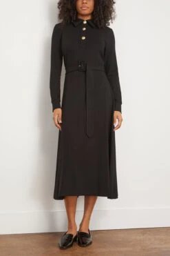 Long Sleeve Shirtdress In Black 8 Long Sleeve Shirtdress In Black -All Seasons Style 301541 2