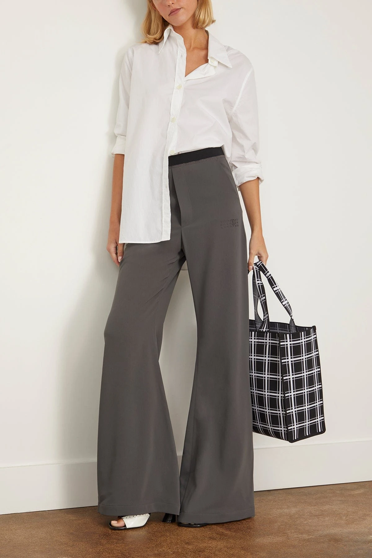 MM6 Maison Margiela Flared Leg Trouser In Charcoal 4 MM6 Maison Margiela Flared Leg Trouser In Charcoal - Image 2