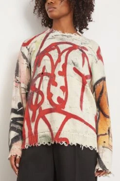 R13 Mercer Street Oversized Graffiti Sweater In Mercer 8 R13 Mercer Street Oversized Graffiti Sweater In Mercer -All Seasons Style 311283 2
