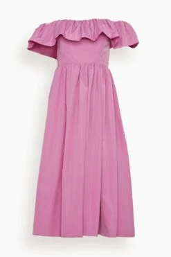 SEA Diana Taffeta Off Shoulder Dress In Pink