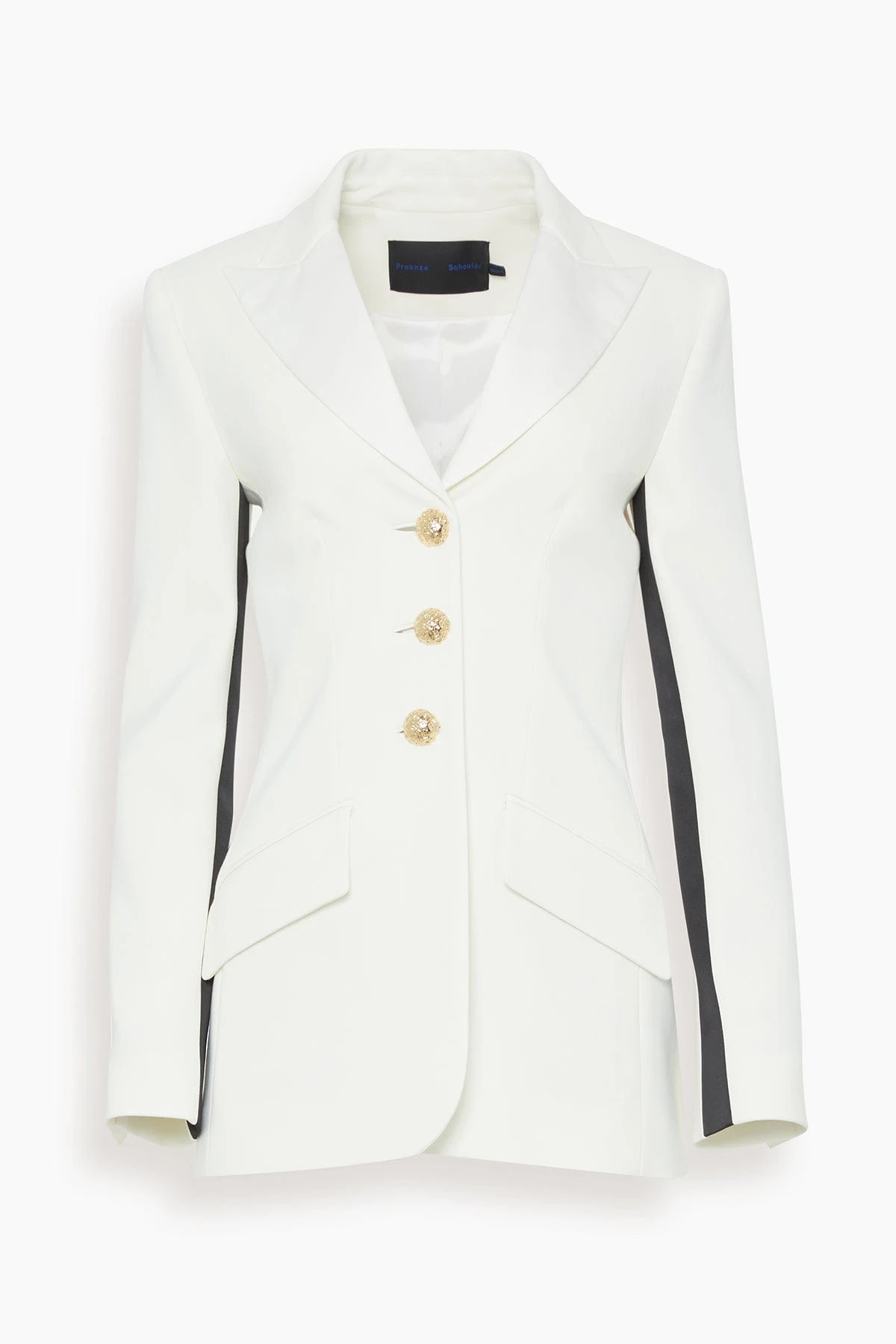 PROENZA SCHOULER Viscose Suiting Tuxedo Jacket In Off White Multi 3 PROENZA SCHOULER Viscose Suiting Tuxedo Jacket In Off White Multi