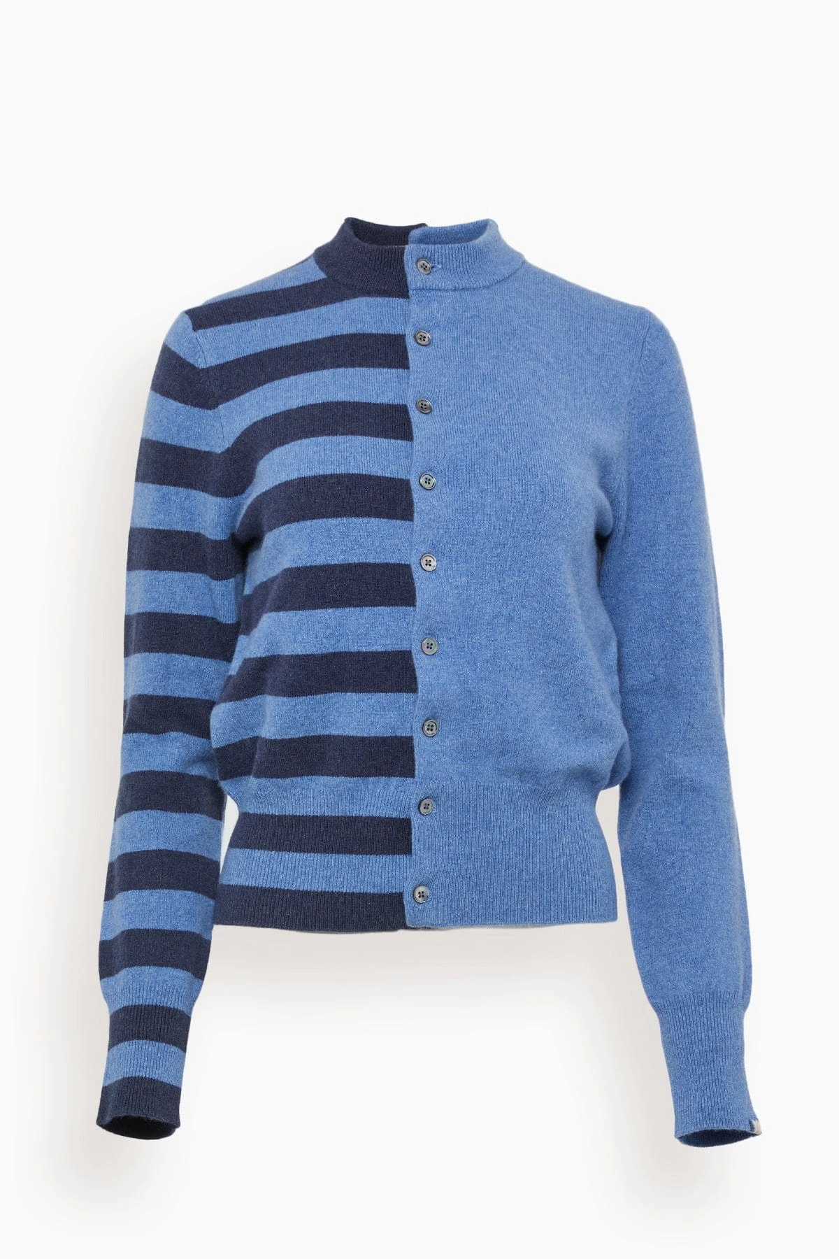 Little Game Paneled Contrast Cardigan In Denim/Ocean 3 Little Game Paneled Contrast Cardigan In Denim/Ocean