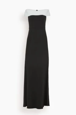 Contrast Off The Shoulder Maxi Dress In Black