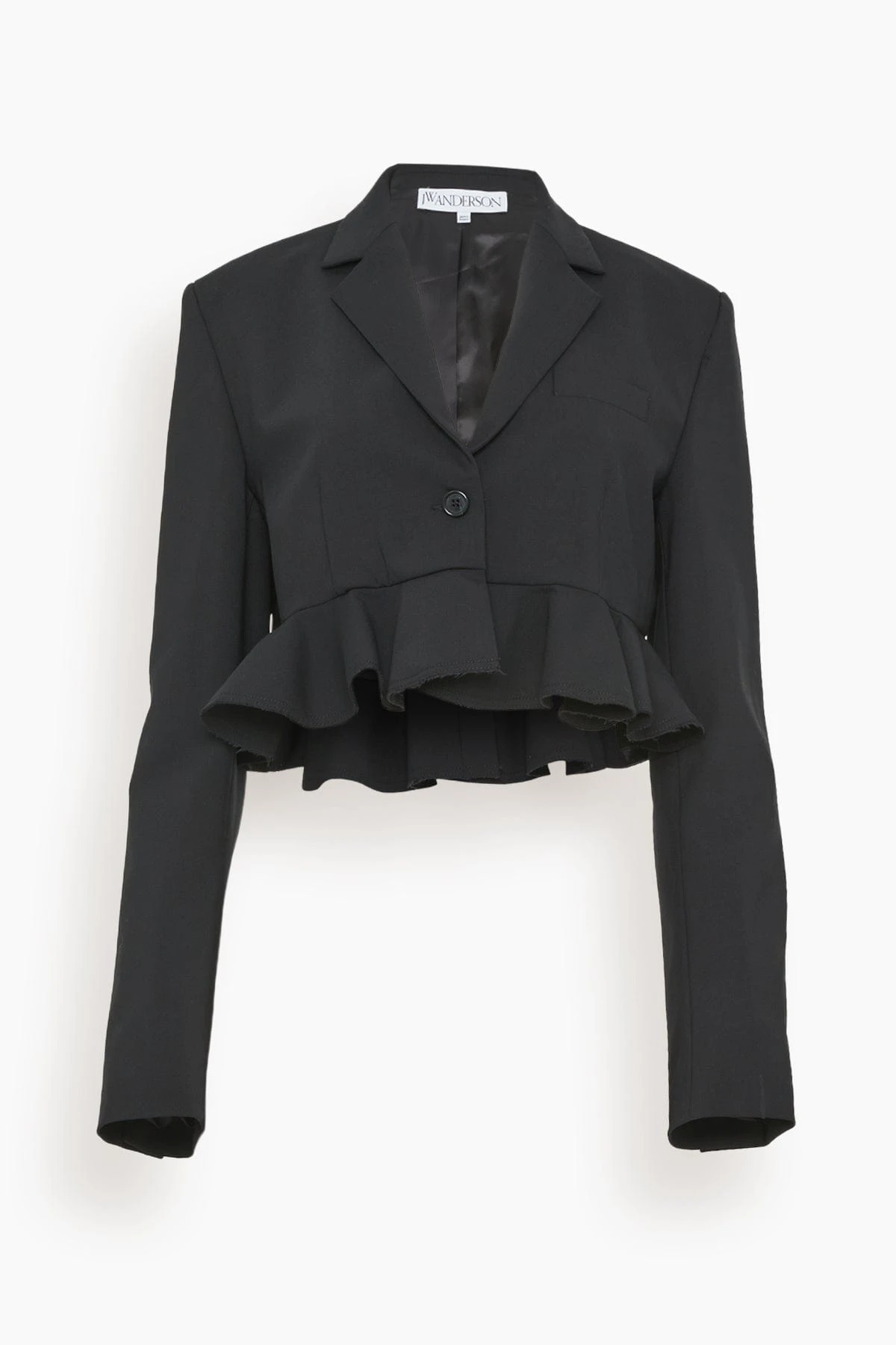 JW Anderson Cropped Ruffled Hem Jacket In Black 3 JW Anderson Cropped Ruffled Hem Jacket In Black