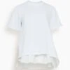 Sacai Cotton Poplin Mix Cotton Jersey T-Shirt In White 1 Sacai Cotton Poplin Mix Cotton Jersey T-Shirt In White -All Seasons Style 472077cfbfbef542c04fa253933fff93
