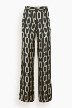 NILI LOTAN Germain Silk Pant In Big Chain Gold