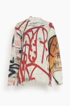 R13 Mercer Street Oversized Graffiti Sweater In Mercer