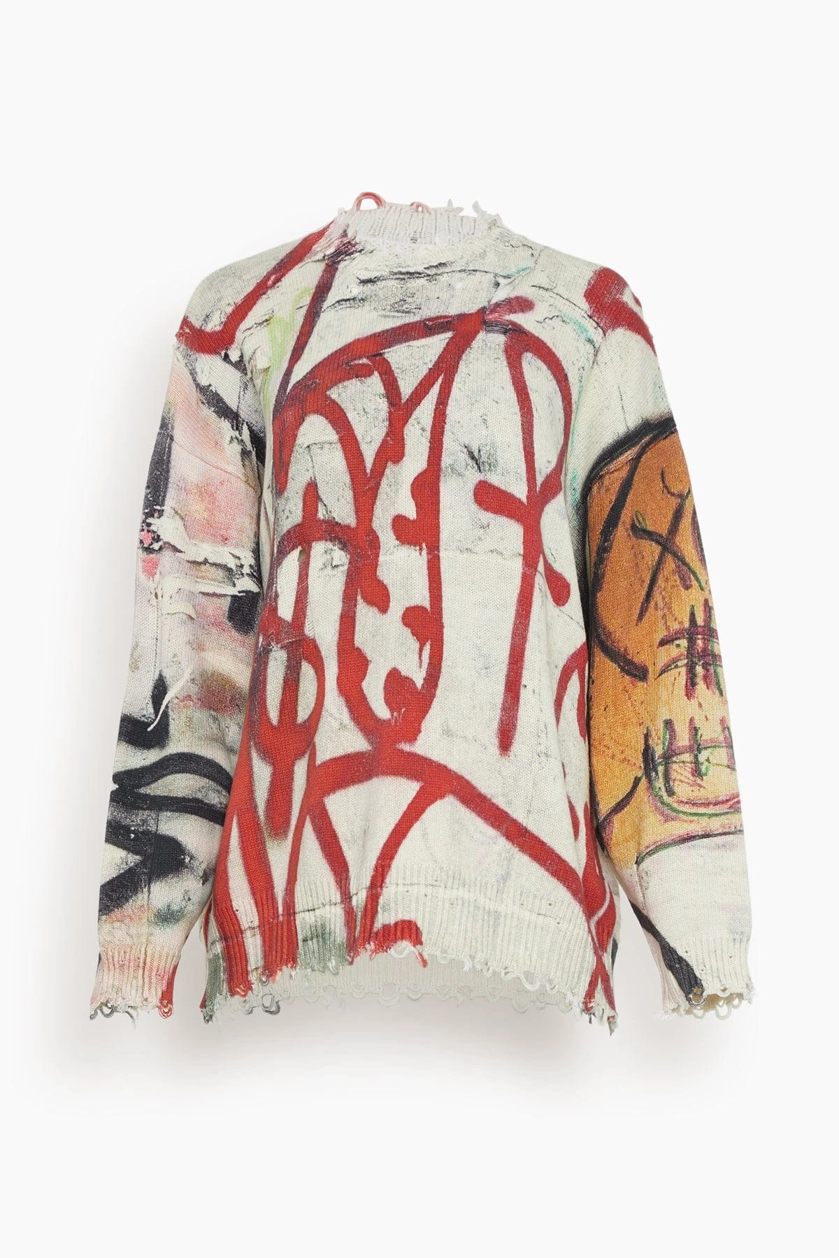 R13 Mercer Street Oversized Graffiti Sweater In Mercer 3 R13 Mercer Street Oversized Graffiti Sweater In Mercer