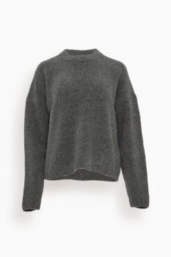 Alva Boucle Cocoon Knit Top In Charcoal