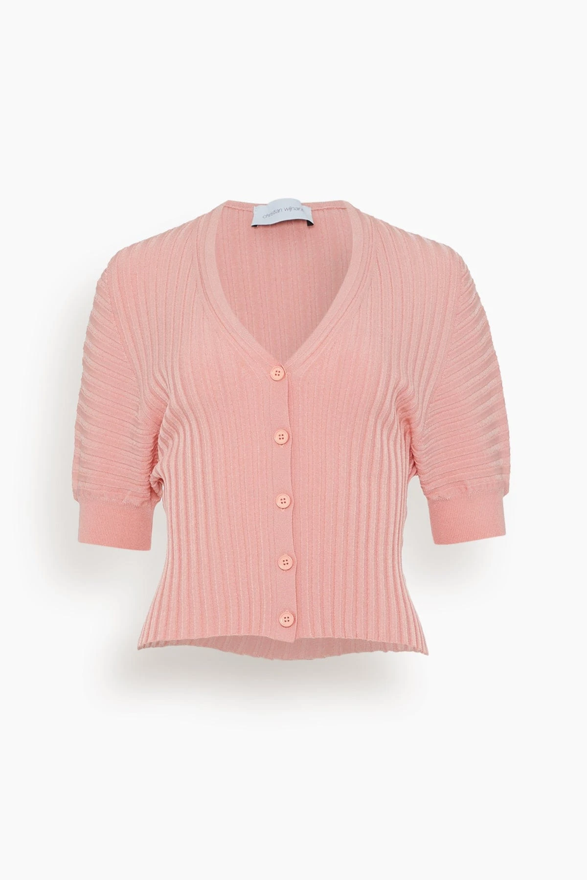 Knit Cardigan With Short Sleeves In Light Coral 3 Knit Cardigan With Short Sleeves In Light Coral