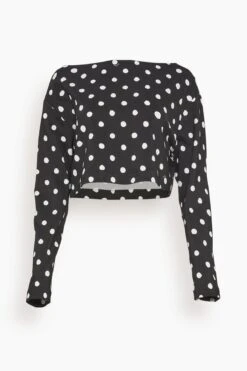 Marni Small Dot Technical Jersey Boatneck Top In Black