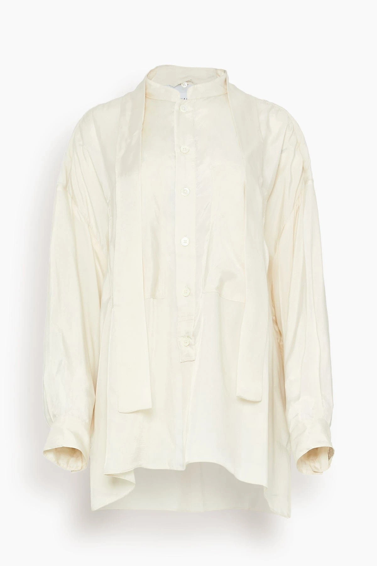No Collar Workshirt In Cream 3 No Collar Workshirt In Cream