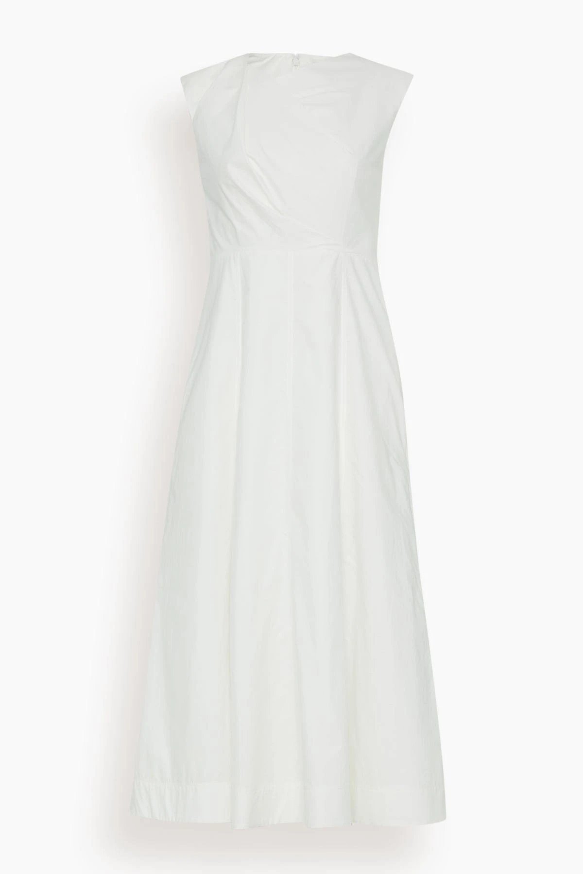 Cotton Poplin Midi Dress In White 3 Cotton Poplin Midi Dress In White