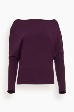 Lavina Draped Off Shoulder Sweater In Plum