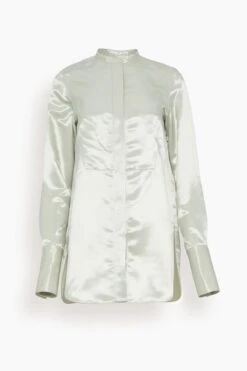 Sofia Shirt In Silver Glazed Twill