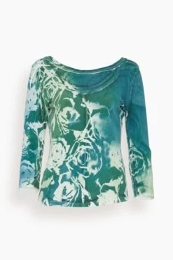 Bryony Top In Teal Army Rose