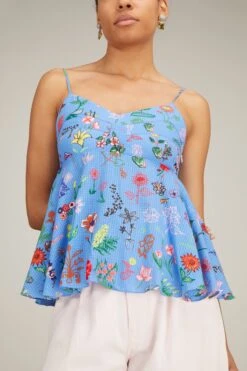 Printed Flower Motif Top In Blue -All Seasons Style PrintedFlowerMotifTopinBlue 2