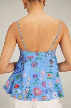 Printed Flower Motif Top In Blue -All Seasons Style PrintedFlowerMotifTopinBlue 3