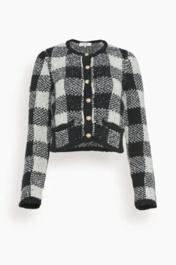 SEA Chiyo Check Knit Long Sleeve Button Down Cardigan In Multi