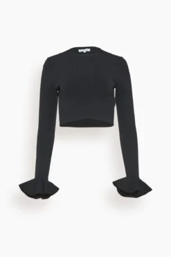 JW Anderson Cropped Ruffled Sleeve Jumper In Black