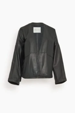 Front Page 21 FORTE_FORTE Nappa Leather Kimono Jacket In Noir