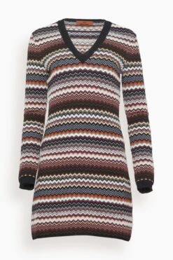 Missoni Dress In Chevron Brown/Gray/White