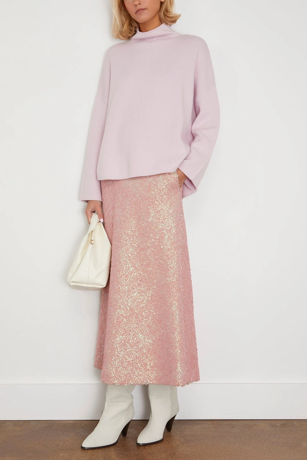 ALLUDE Mock Sweater In Soft Rose 4 ALLUDE Mock Sweater In Soft Rose - Image 2