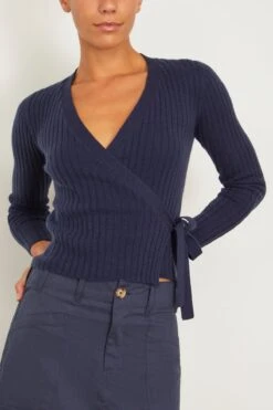 ALLUDE Wrap Cardigan In Navy -All Seasons Style allude WrapCardiganinNavy 2