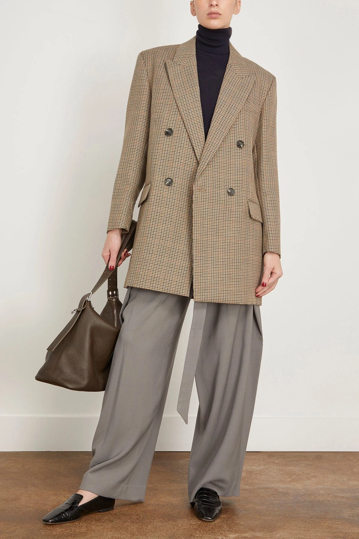 Double Breasted Oversized Jacket In Champagne/Black 4 Double Breasted Oversized Jacket In Champagne/Black - Image 2