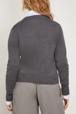 Red Ami De Coeur Cardigan In Heather Grey -All Seasons Style ami RedAmiDeCoeurCardiganinHeatherGrey 3