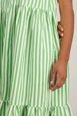 Balza Dress In Green And White Stripes 10 Balza Dress In Green And White Stripes -All Seasons Style avn balza dress in green and white stripes 4