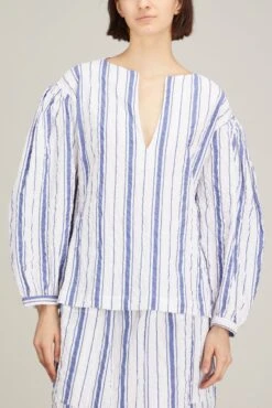 Caftan Shirt In White With Navy Stripes 9 Caftan Shirt In White With Navy Stripes -All Seasons Style avn caftan shirt in white with navy stripes 2
