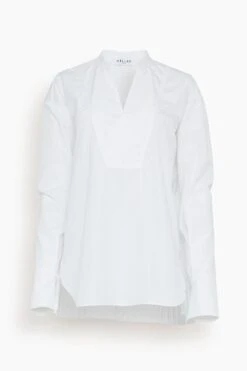 Nur Pleated Back Crewneck Tunic In White