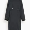 Lemaire Wrap Collar Trench In Jet Black