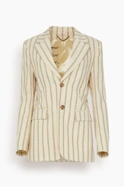 Golden Goose Single Breasted Cotton Jacket In Lambs Wool/Coffee Iron